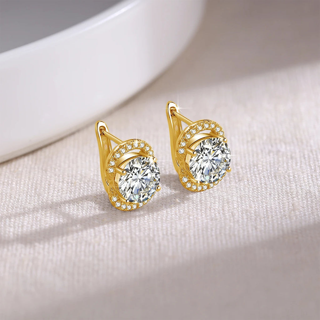 Moissanite Earrings Studs With Certificate 100% Sterling Silver 925 4ct 8mm