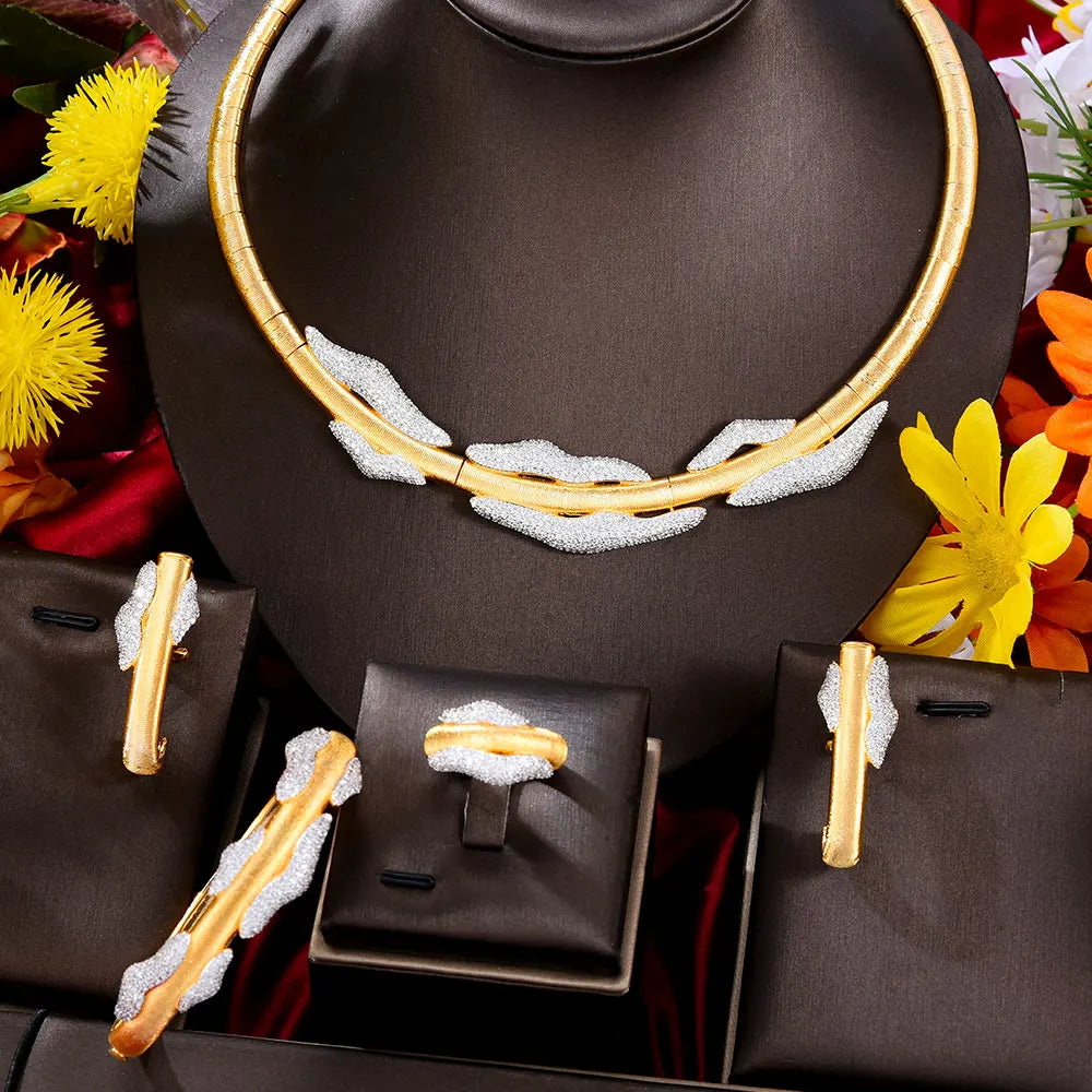 4PCS Sexy Lips Luxury African Jewelry Set For Women Wedding Party Zircon Crystal Dubai Bridal Necklace Gift