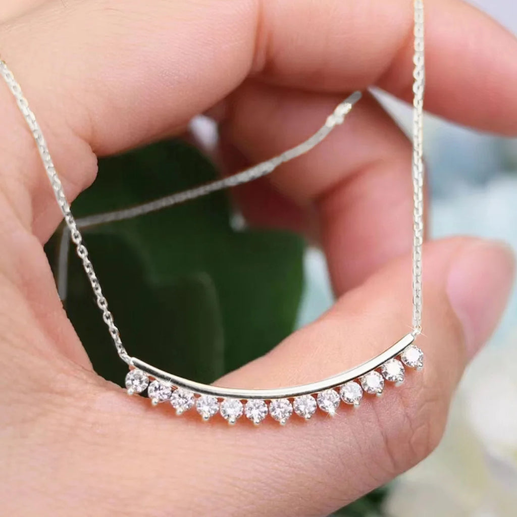1.3ct Round Cut 3mm Moissanite Necklace For Woman Solid Silver 925