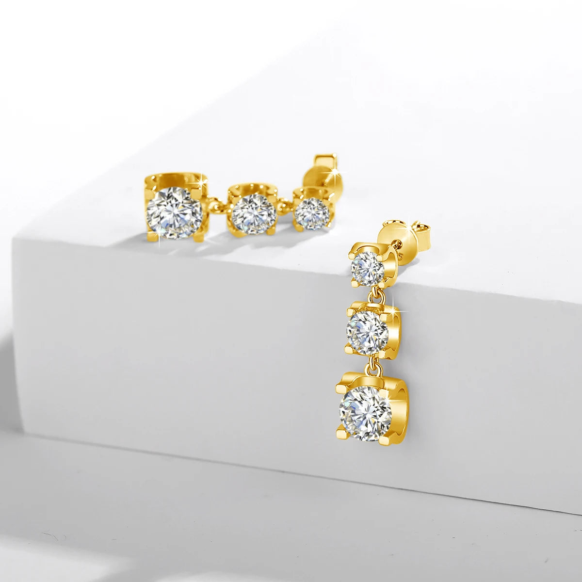 Moissanite Drop Earrings Gold Women D Color VVS1