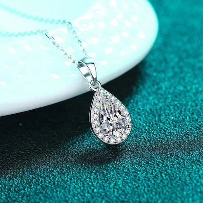 1ct Pear Moissanite Pendant Necklace