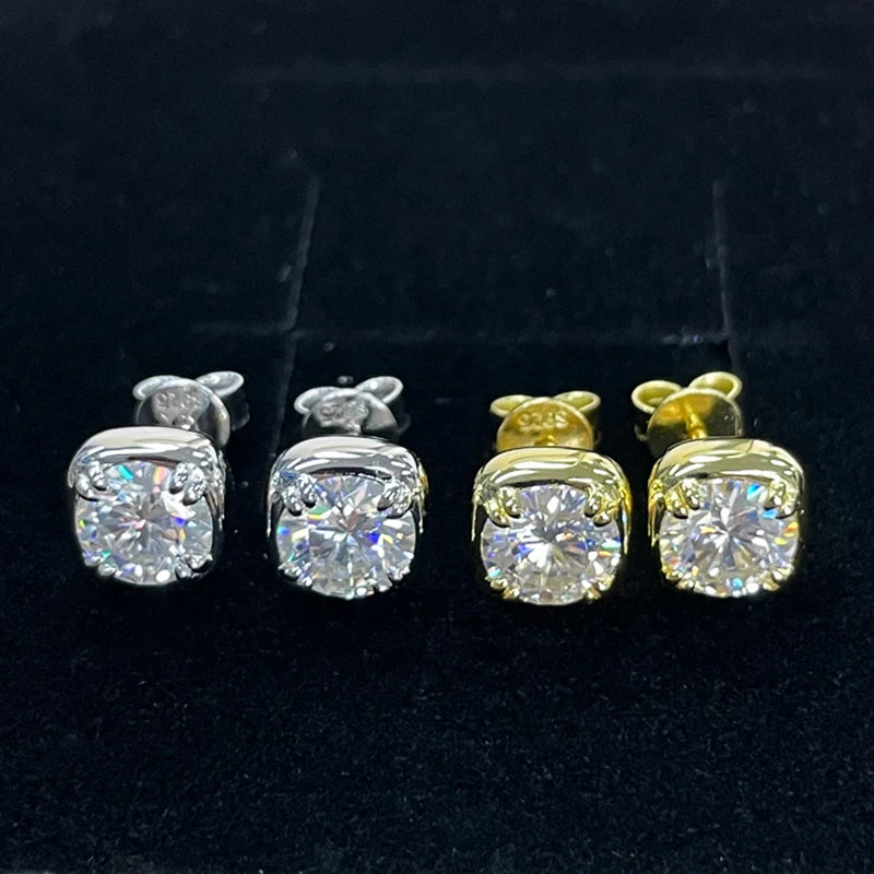 1CT Round Moissanite Hoop Earrings With Certificate 925 Sterling Silver