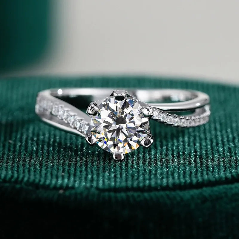 Lover Valentine's Day 18K White Gold Birthday Gift Rings 1CT Moissanite Diamond Women Wedding Band PT950 Platinum Party Jewelry