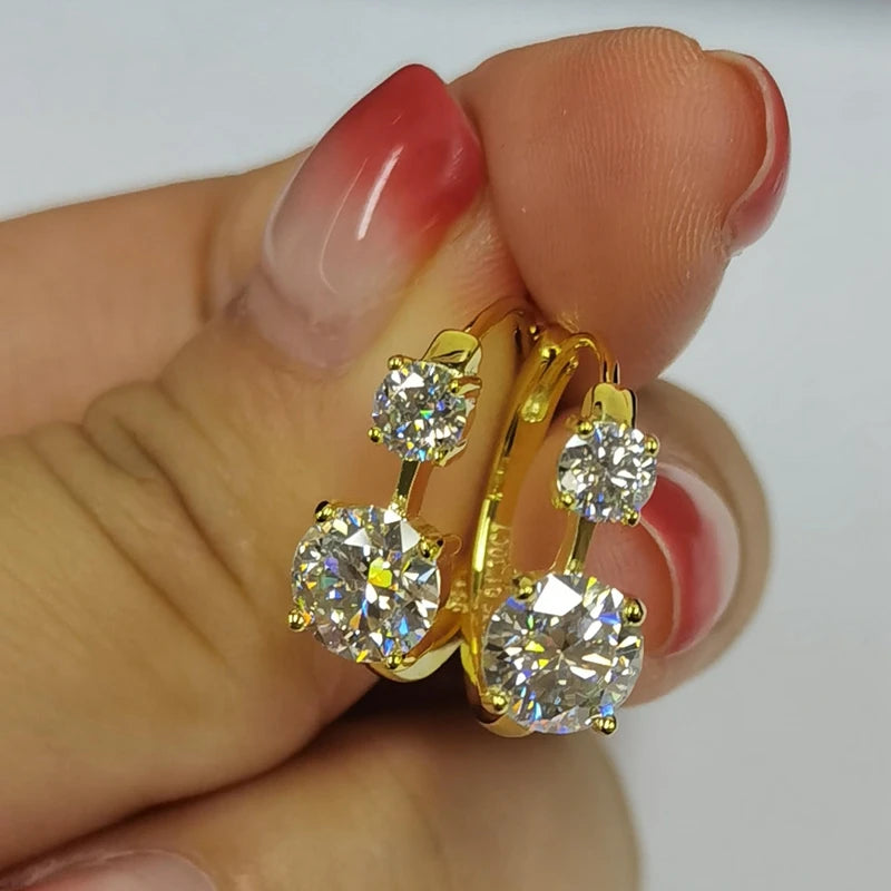 Moissanite Earrings With Certificate 925 Sterling Silver Hoop Earring