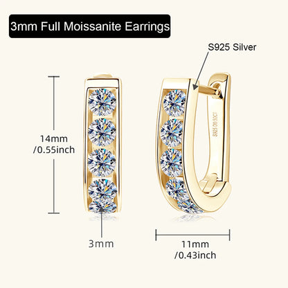 1cttw Full Moissanite U Shape Earrings