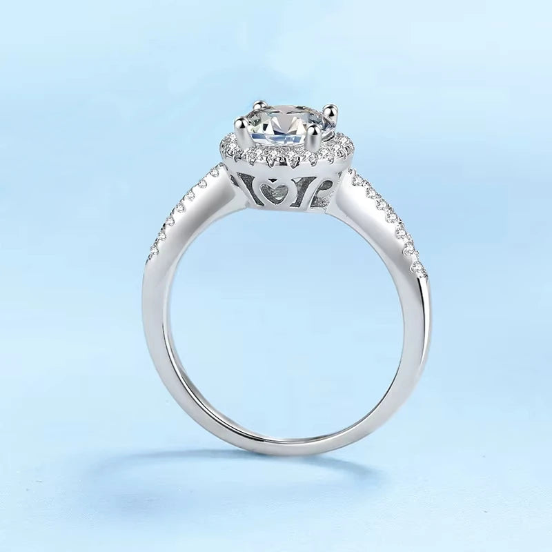WOMEN Valentine's Day 18K White Gold Wedding Band 1/2CT VVS1 D Color Moissanite Diamond PT950 Platinum Girl Birthday Gift Rings
