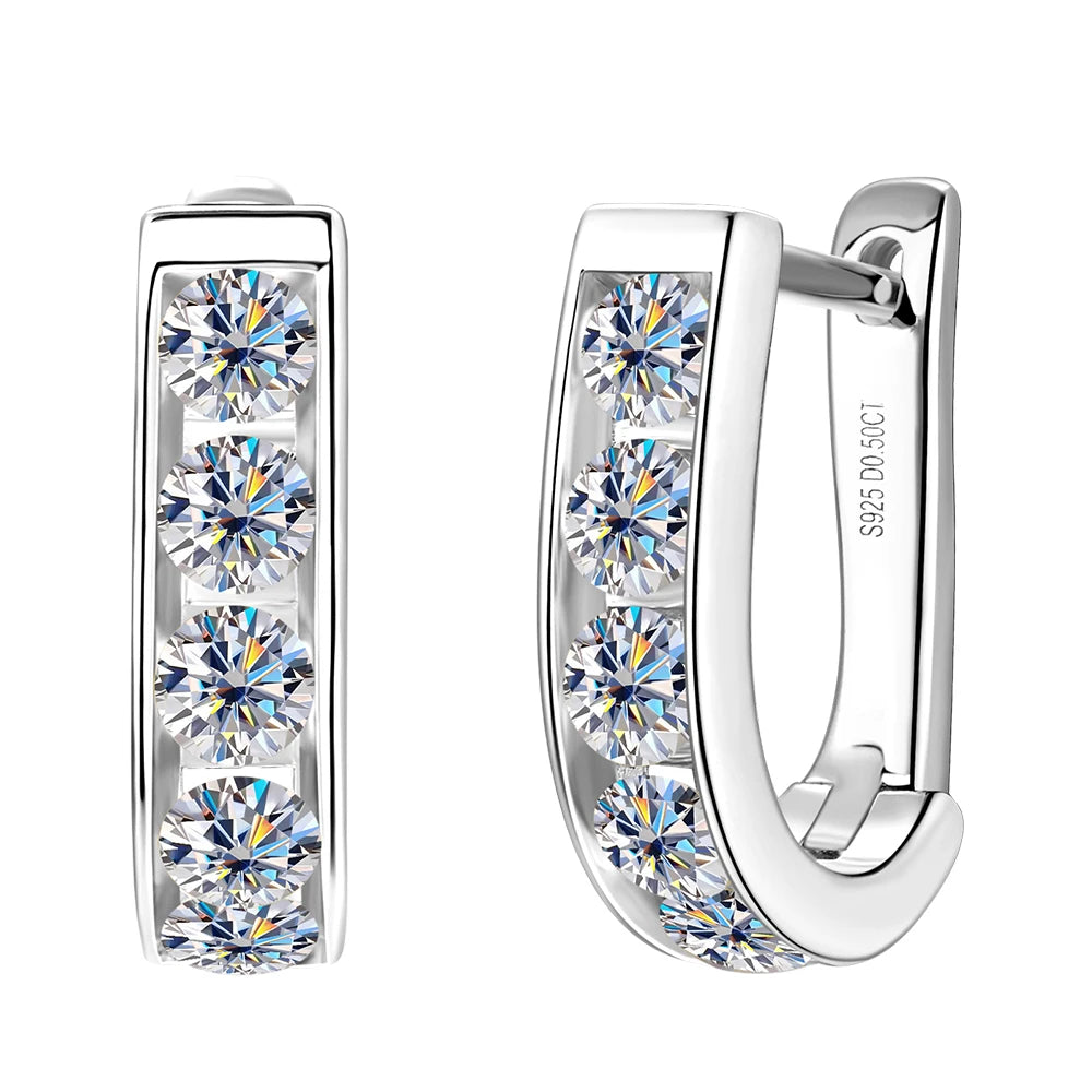 Moissanite Earring for Women 925 Sterling Silver Plated Gold Hoop Earrings 3mm 0.1ct Trending Jewelry Accessories