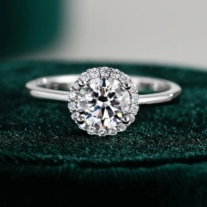 Wedding Band 18K White Gold Women Engagement Rings 1CT Moissanite Diamond Wife Birthday Gift PT950 Platinum Girl Valentine's Day