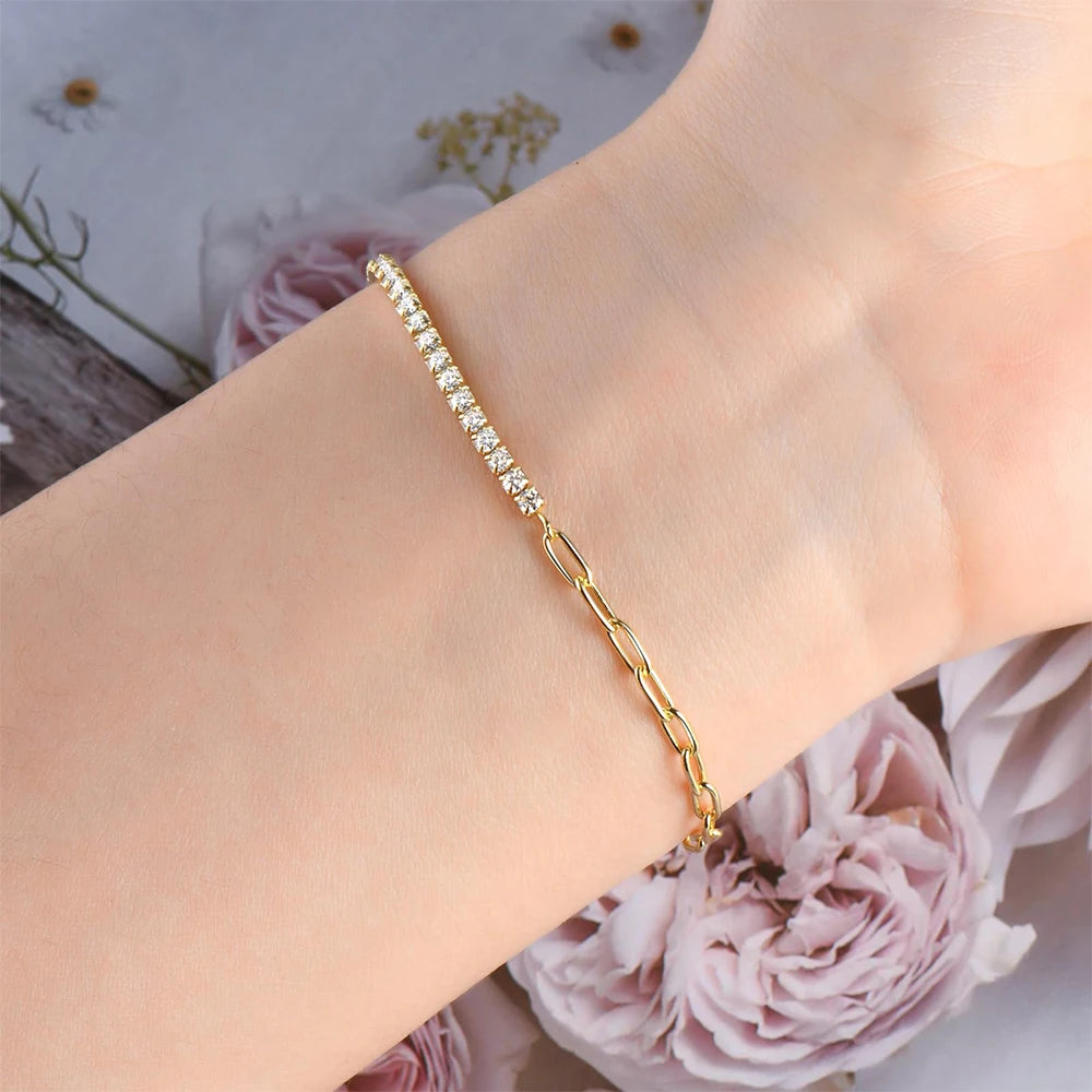 Moissanite Tennis Bracelet for Women 2mm  Luxury 925 Sterling Silver Tennis Chain Bracelet 2024 Trendy Accessories Jewelry Gifts