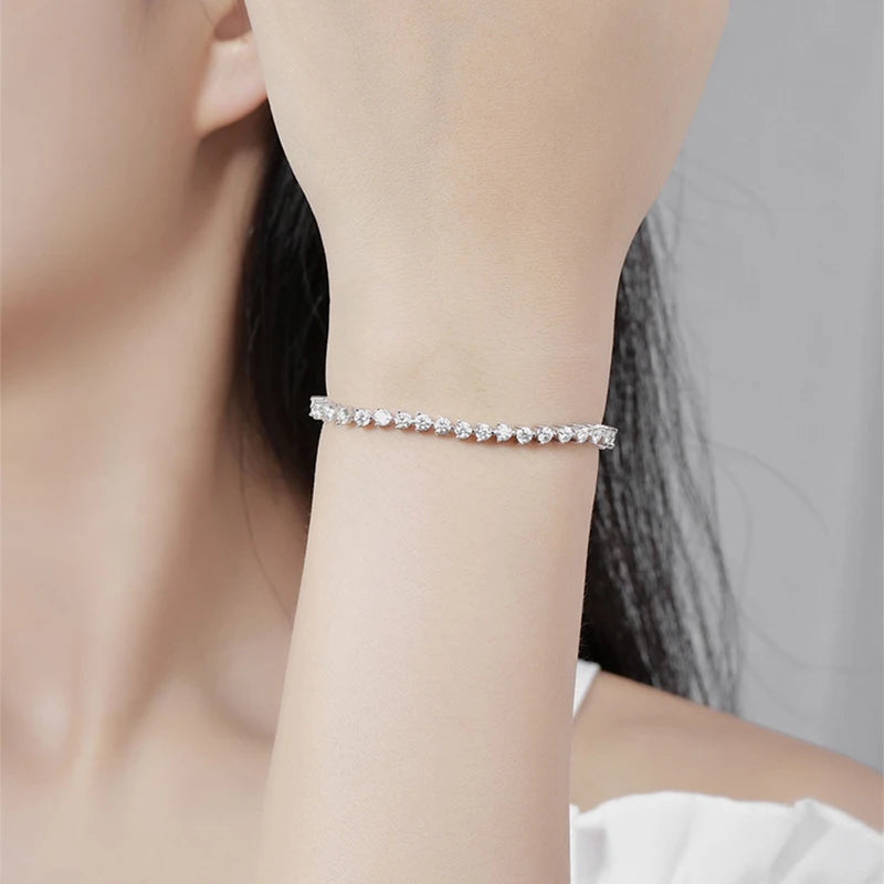 Moissanite Tennis Bracelet 3mm 4mm 5mm 3 Claw Lab Diamond Bracelet Chain s925 Sterling Silver Bracelets for Women Man