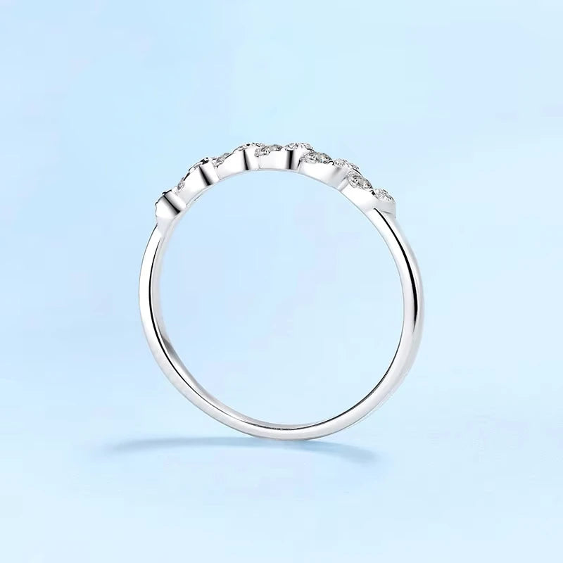 Daughter Adult's Day Gift 18K White Gold Women Wedding Band 0.198CT Moissanite Diamond Girlfriend Birthday Gift Fine Jewelry