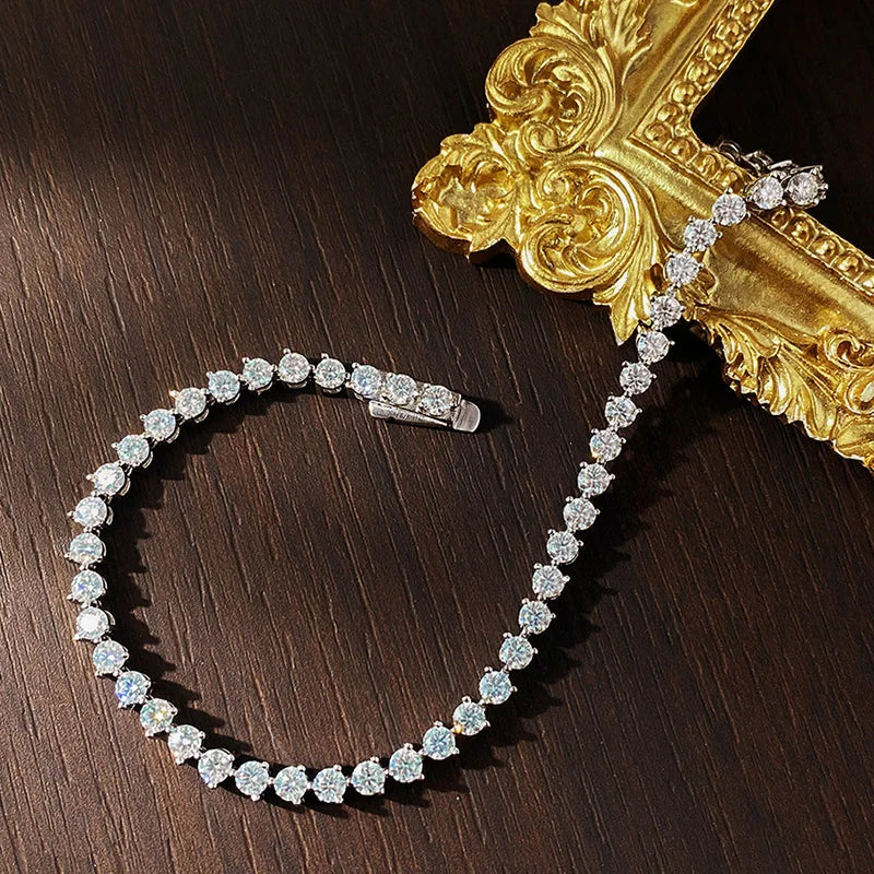 Tennis Bracelet 3 Claw Moissanite 3mm GRA Certified Diamond Bracelet Chain s925 Sterling Silver Bracelets for Women Man