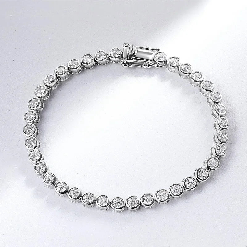 Bubble Moissanite Tennis Bracelet 2/3MM for Women Men Full Diamond Original Sterling Silver 925 Chain with Certificate