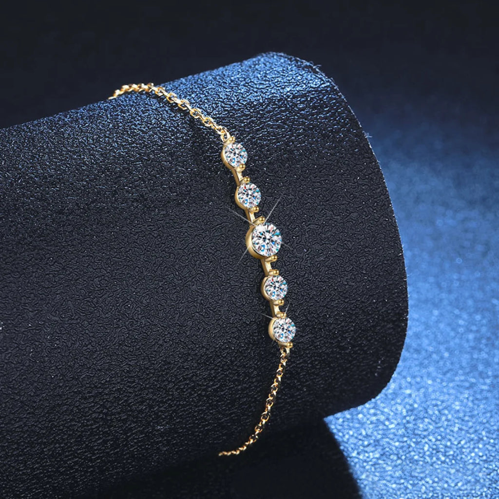 4mm 3mm Moissanite Bracelets for Women 925 Sterling Silver Plated 18K Gold Bracelet Adjustable Chain Jewelry Gift
