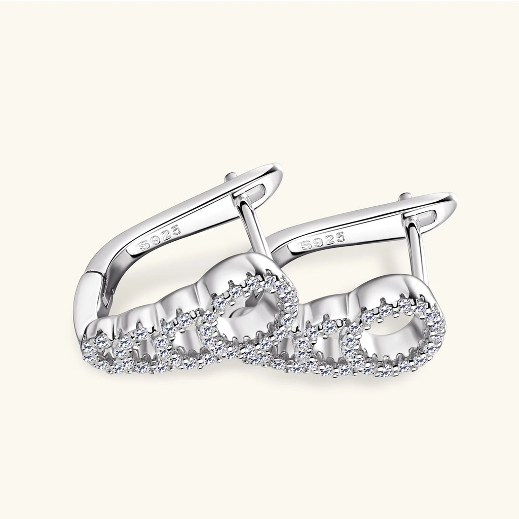 Full Moissanite Diamond Hoops Earrings For Women 100% 925 Silver Sparkling Diamond Ear Stud Fine Jewelry Gift