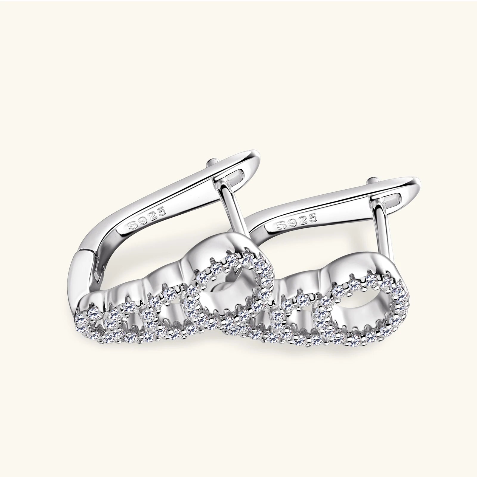 Full Moissanite Diamond Hoops Earrings For Women 100% 925 Silver Sparkling Diamond Ear Stud Fine Jewelry Gift