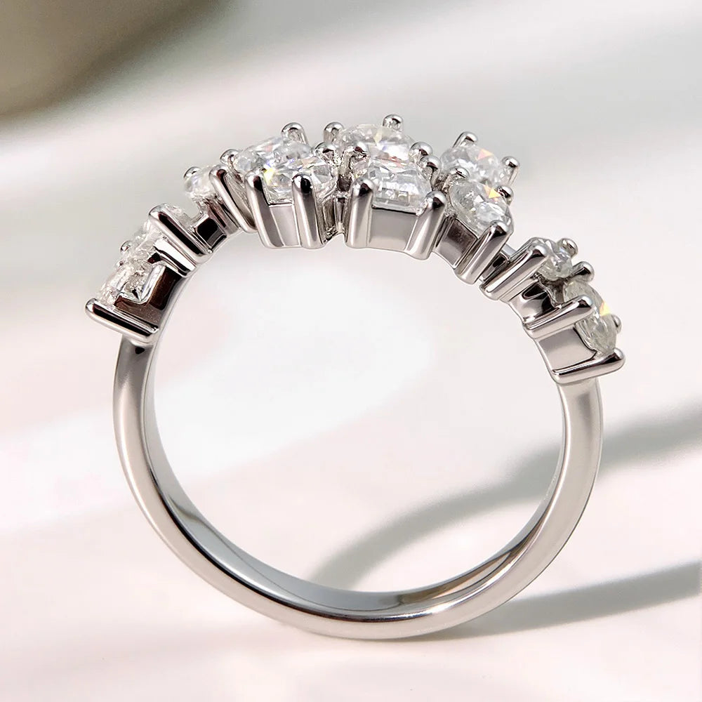 2.6cttw Special Shape Cut D Color Moissanite Rings for Women S925 Sterling Silver Plated 18K