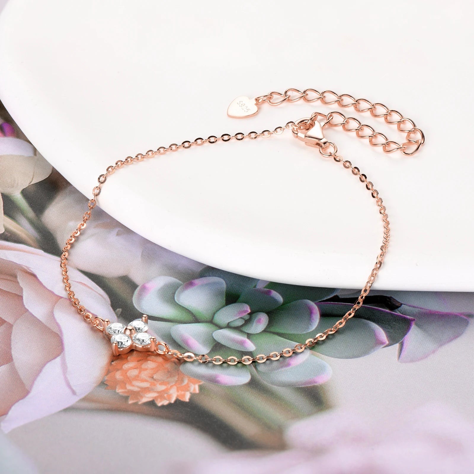 Certified Moissanite Bracelet 925 Sterling Silver Four Leaf Clover Chain Bracelets Plated Rose Gold for Women's Luxury Gifts GRA