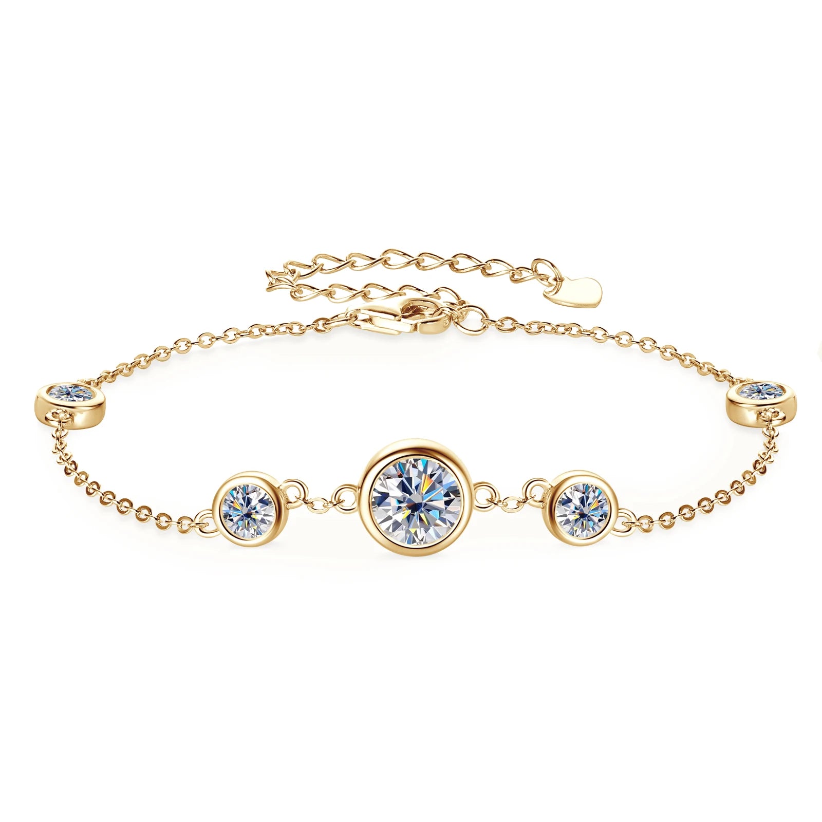 GRA Certified 6.5mm Moissanite Bracelets 925 Silver Adjustable Chain Bracelet for Women Plated 18k Fine Jewelry