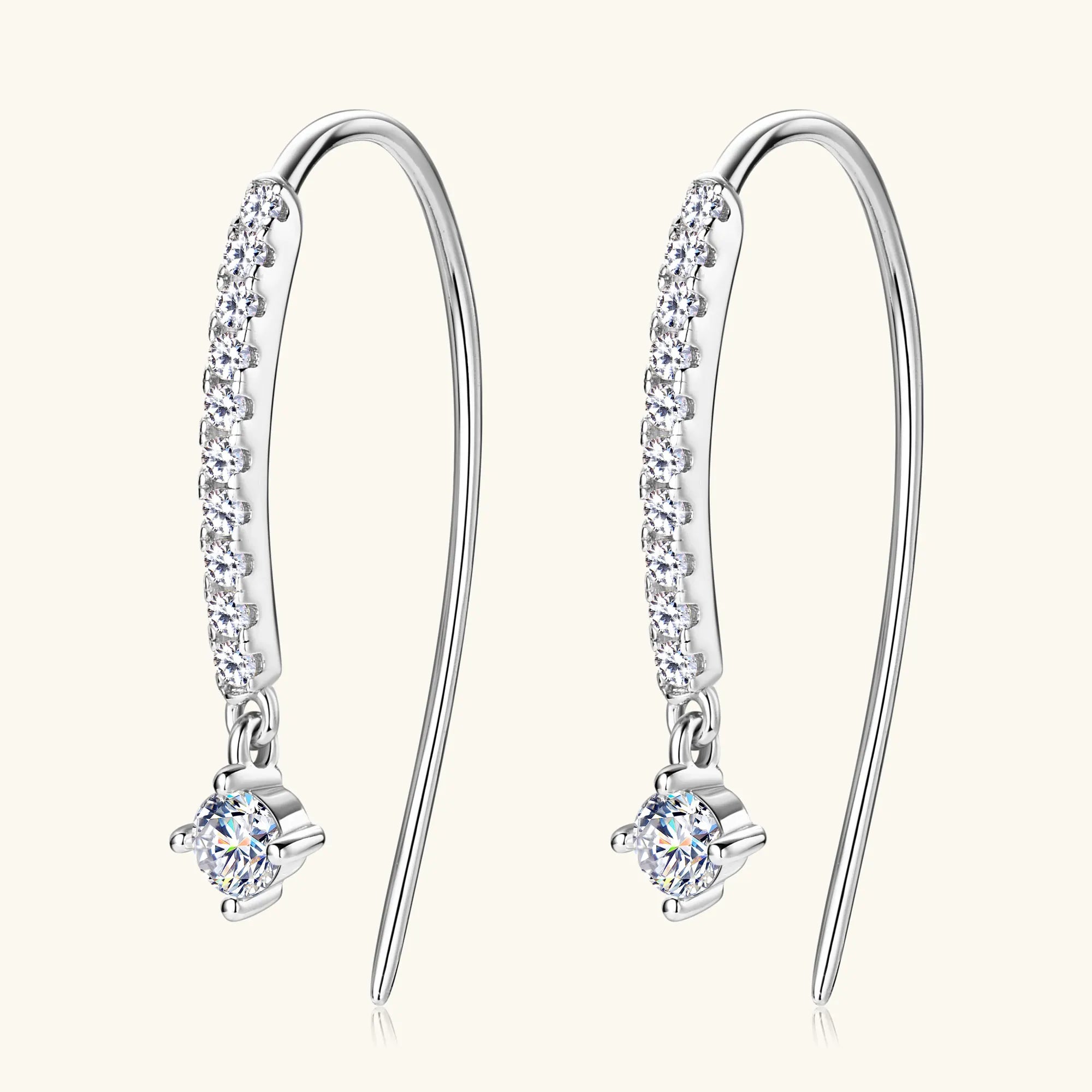 18K Plated Full Moissanite Earrings for Women Original Certified 925 Sterling Silver U-shaped Stud Earring