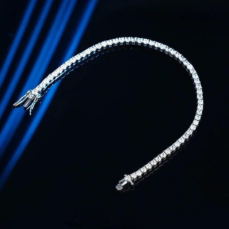 Moissanite Tennis Bracelet Original s925 Sterling Silver 2.5mm D VVS1 with White Gold Plated Bracelets Chains for Women