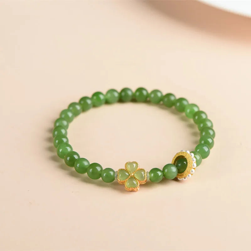 Natural Hetian Jade Pearl Bracelet