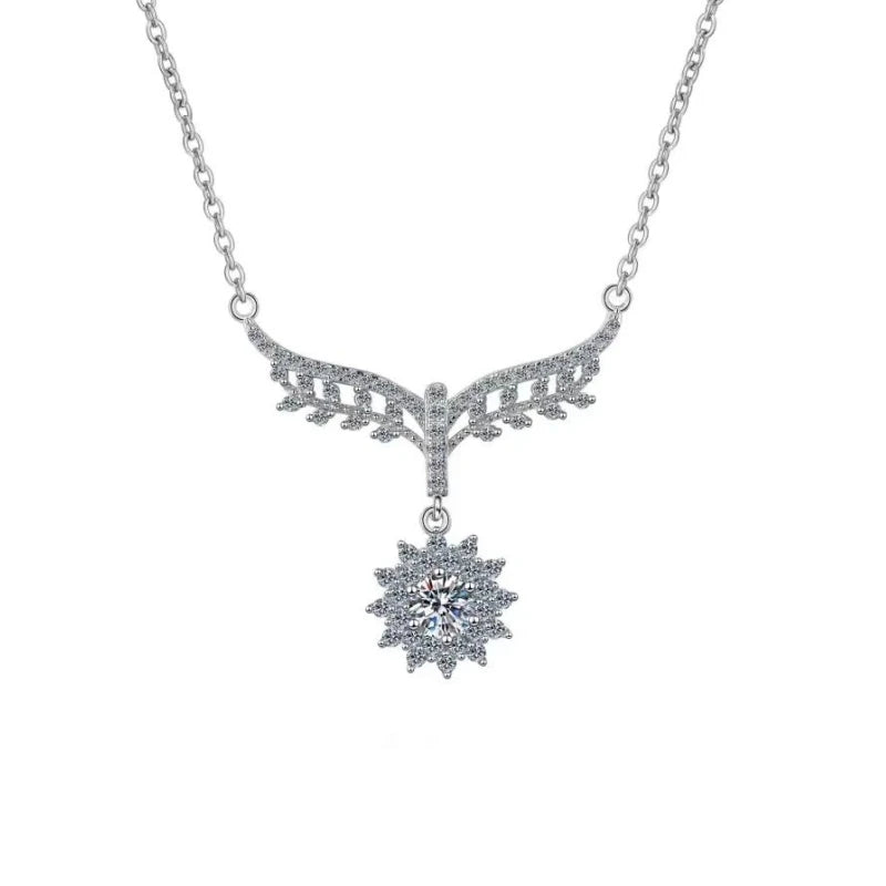 Women Engagement White Gold 18K Wedding Necklaces 0.5CT Moissanite Diamond Pendant PT950 Platinum Girl Valentine's Day Jewelry