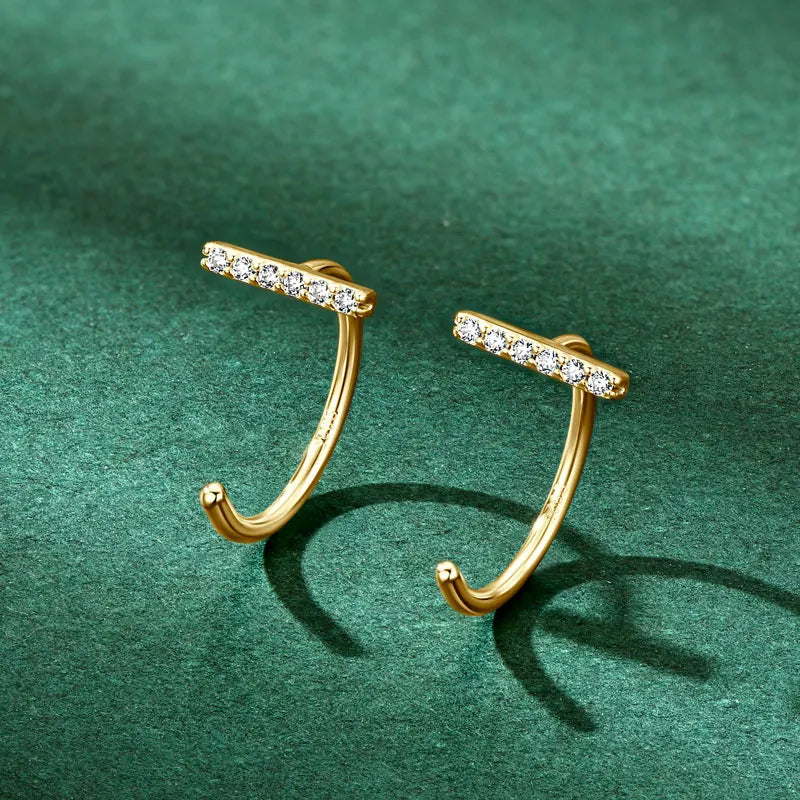 Trendy Moissanite Half Hoop Earrings 925 Sterling Silver