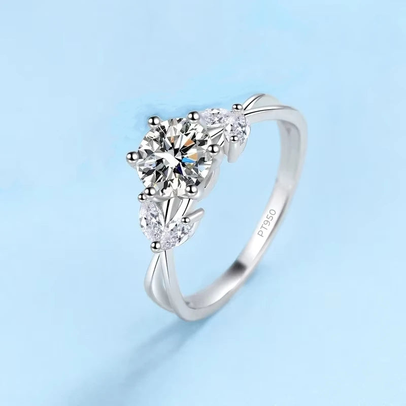 Luxury Women Wedding Band Platinum PT950 Rings Birthday Gift Moissanite Diamond VVS1 D Color 1Carat Girl Engagement Fine Jewelry