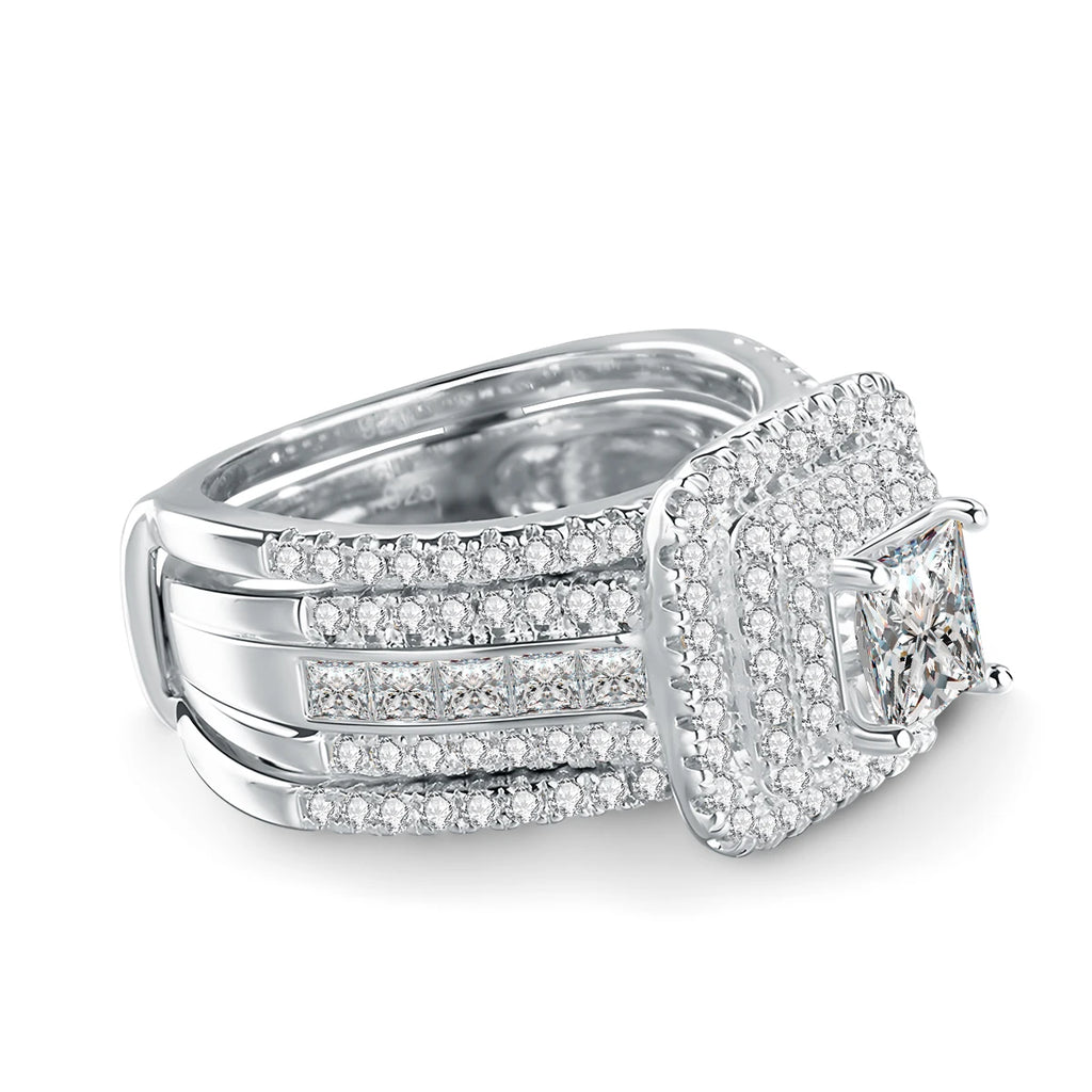 Moissanite Ring 1ct Luxury Jewelry 2PCS Wedding Rings With Certificate