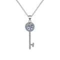 Women 18K White Gold Valentine's Day Necklaces 0.5/1CT Moissanite Diamond Pendant Key Girl Birthday Gift PT950 Platinum Jewelry