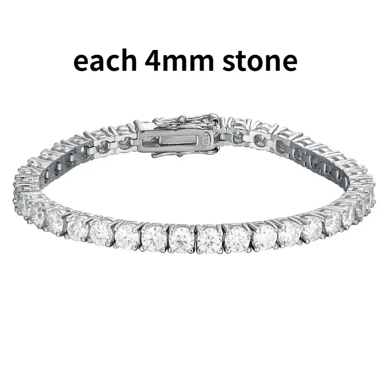 Real Moissanite Tennis Bracelet 2-6.5mm for Women Christmas Gift Platinum Plated 100% 925 Sterling Silver Wedding Jewelry