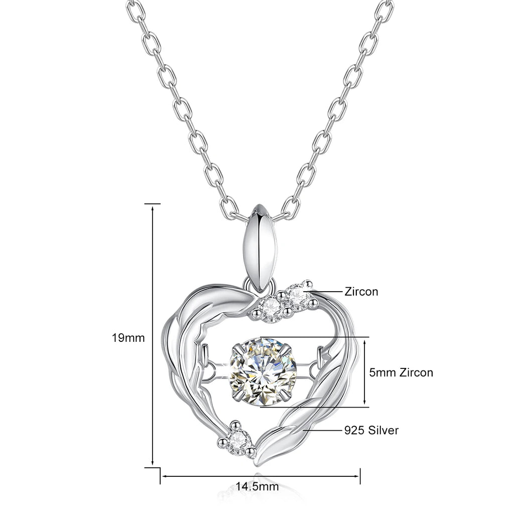 Heart Pendant Necklace Moissanite Women 100% 925 Sterling Silver