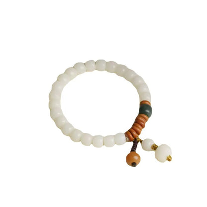 Natural White Jade Bodhi Root Bracelet