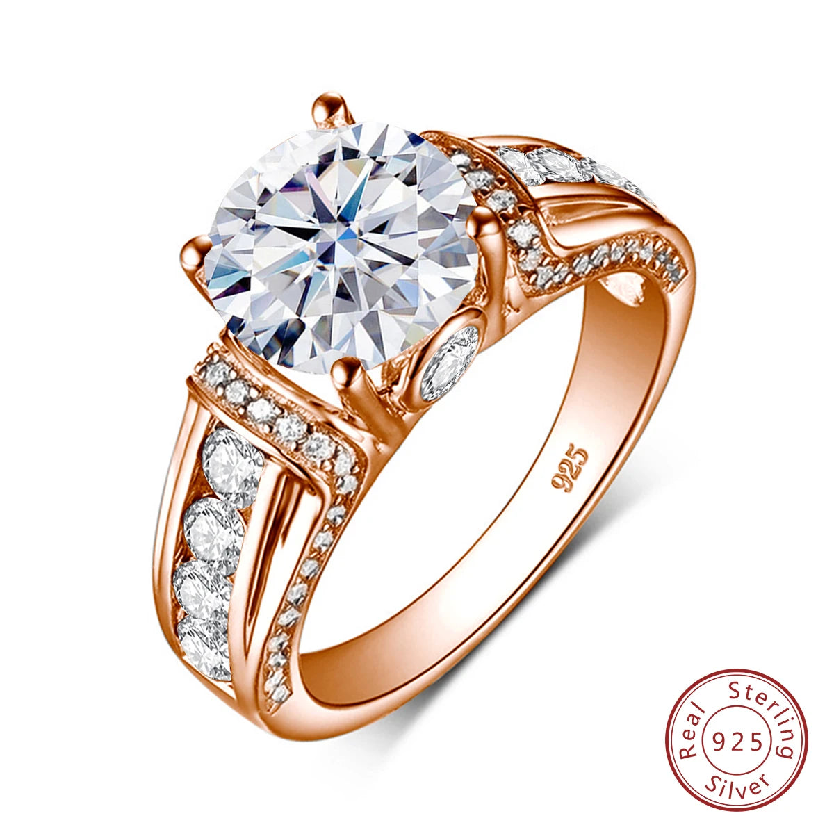 Round Cut Moissanite Rose gold Ring For Women 2ct