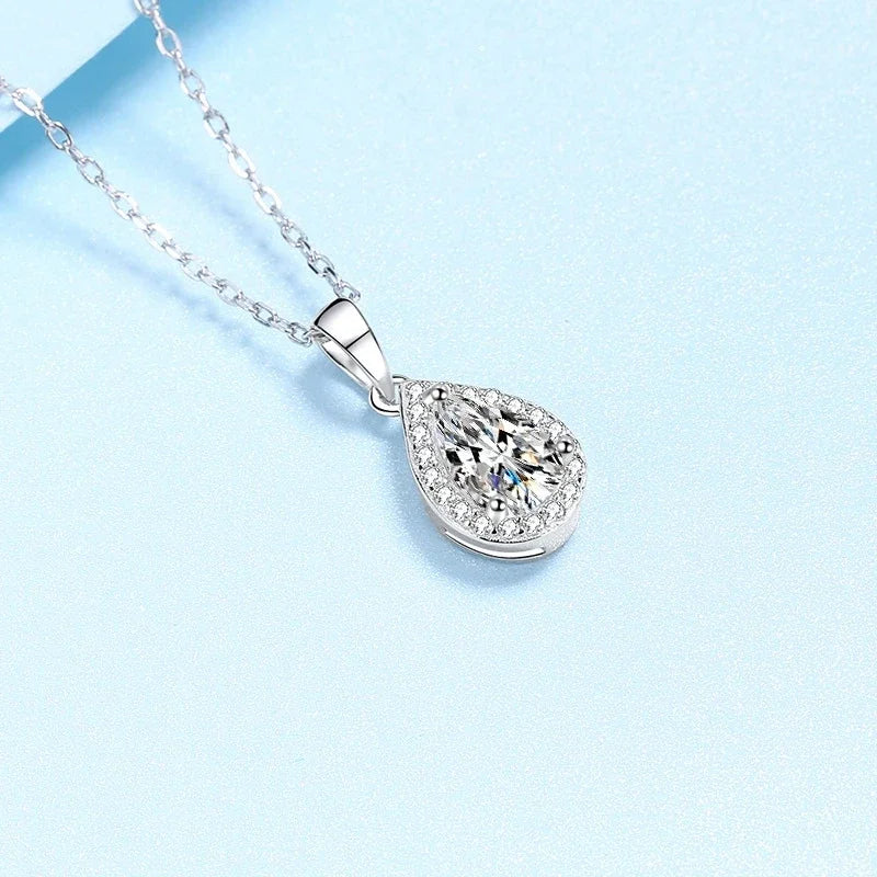 Women Wedding 18K White Gold Necklaces 1CT VVS D Color Moissanite Diamond PT950 Platinum Pendant Girl Birthday Gift Fine Jewelry