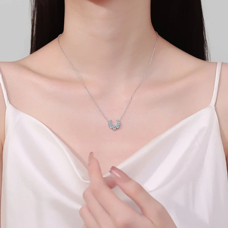 Lady Birthday Gift 18K White Gold Women Wedding Necklaces 0.66CT Moissanite Diamond Daughter PT950 Platinum Girl Valentine's Day