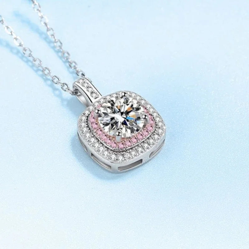 Girl Friend Valentine's Day 18K White Gold Necklaces 1CT Moissanite Diamond Women Birthday Gift PT950 Platinum Wedding Jewelry