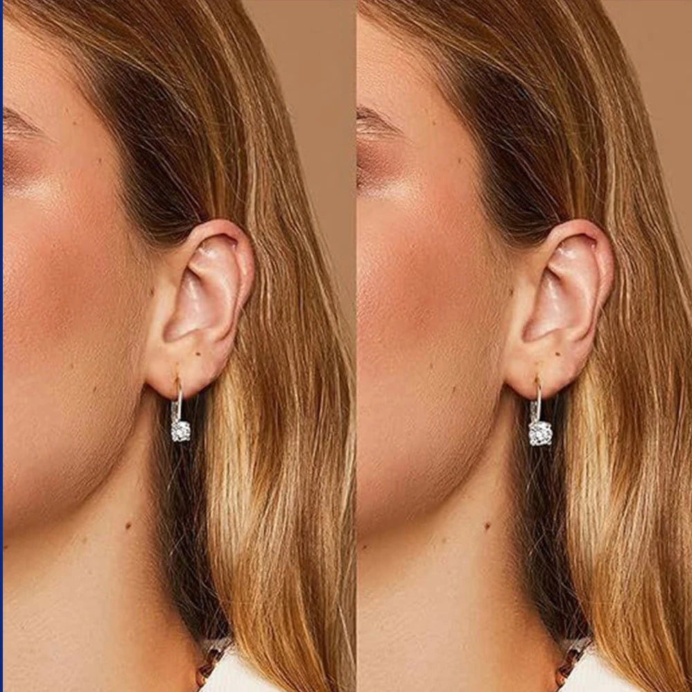 1CT Moissanite Earrings for Women 6.5mm D Color Brilliant Round Cut Lab Created Diamond Earring Pure 925 Silver Hoops