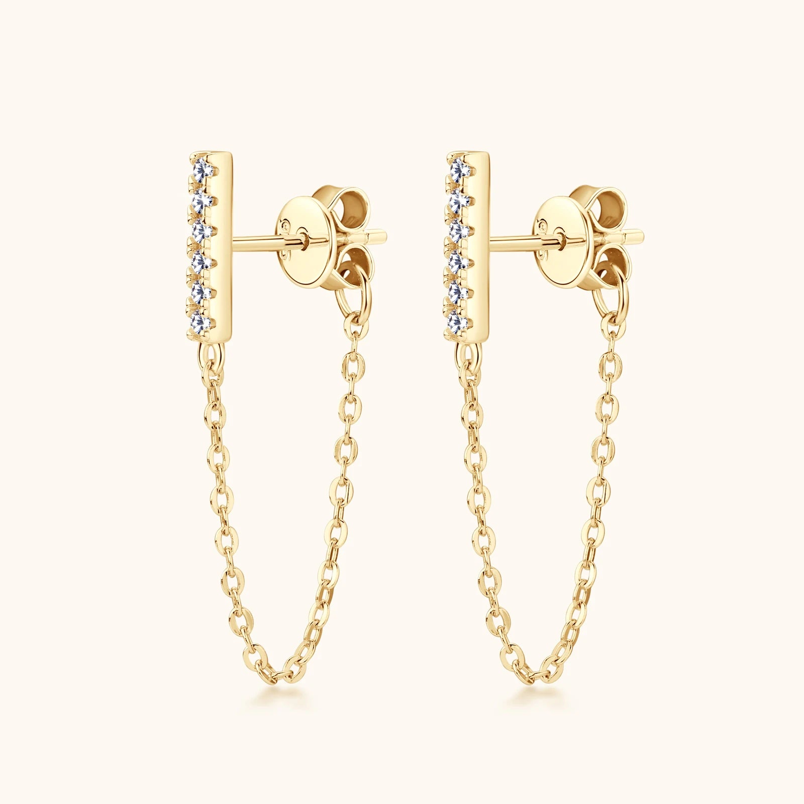 Original 925 Sterling Silver Long Chain Stud Earrings 1.4mm Full Moissanite Diamond Earring for Women Trending Jewelry Gift