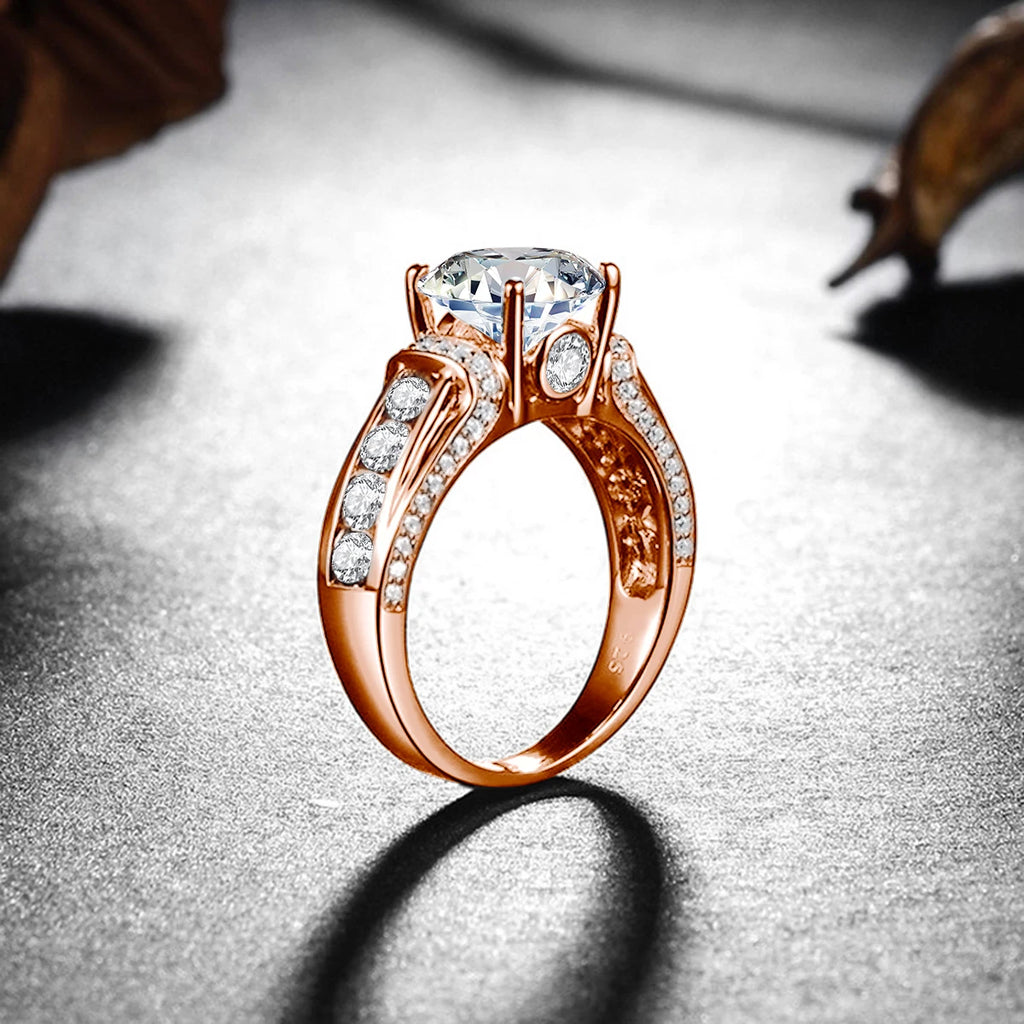 Round Cut Moissanite Rose gold Ring For Women 2ct