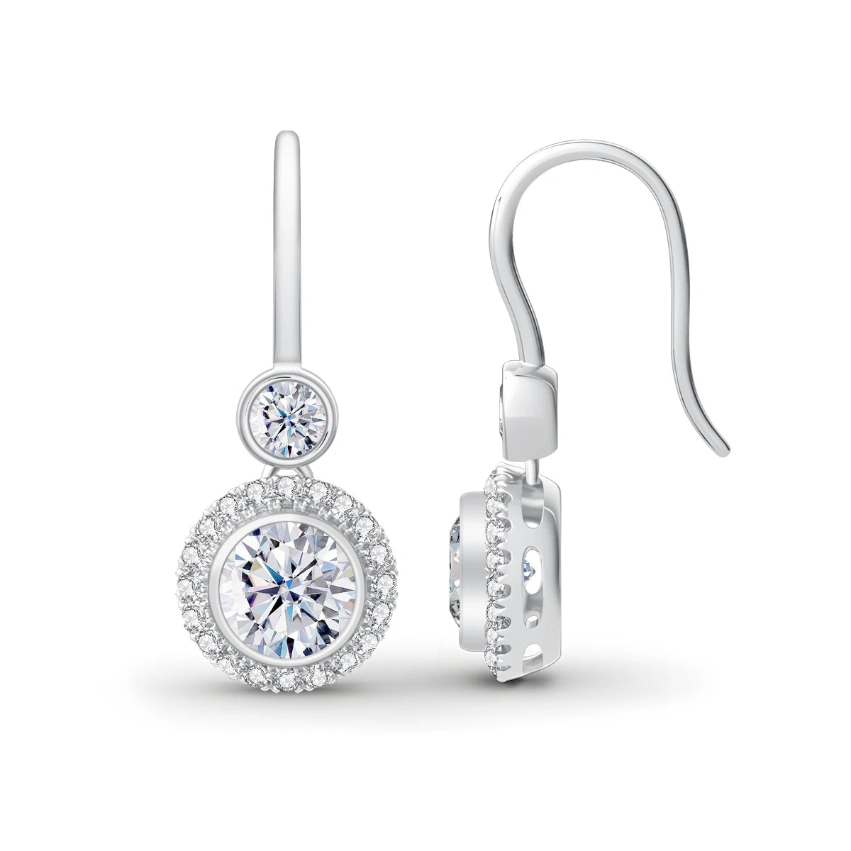 Moissanite Drop Earrings 100% Silver 925 1ct