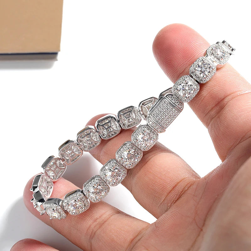 Moissanite Tennis Bracelet Original s925 Sterling Silver Plated 18k White Gold