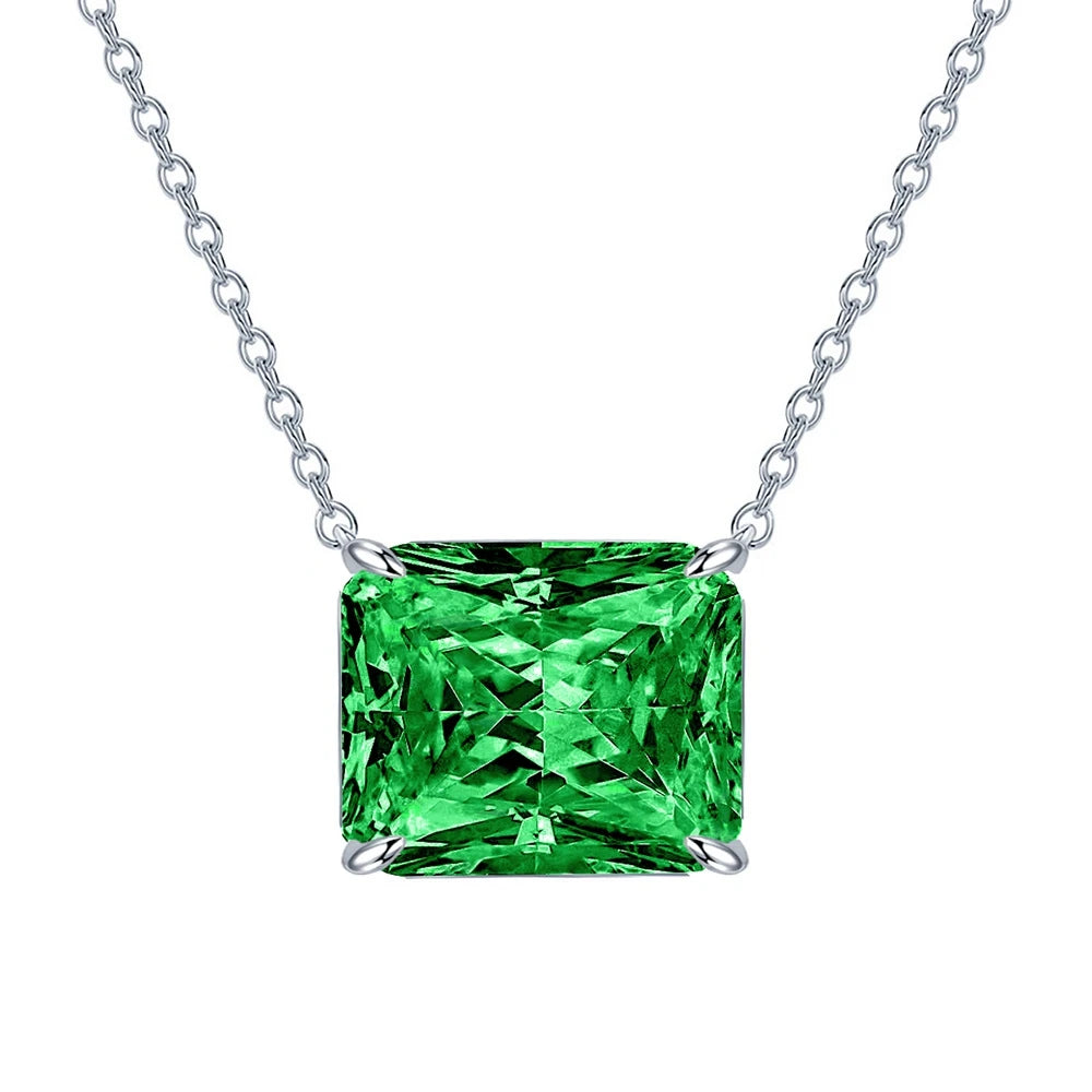 10CT Radiant Cut G Color High Carbon Diamond Gemstone Pendant Necklace 100% 925 Sterling Silver