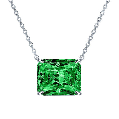 10CT Radiant Cut G Color High Carbon Diamond Gemstone Pendant Necklace 100% 925 Sterling Silver