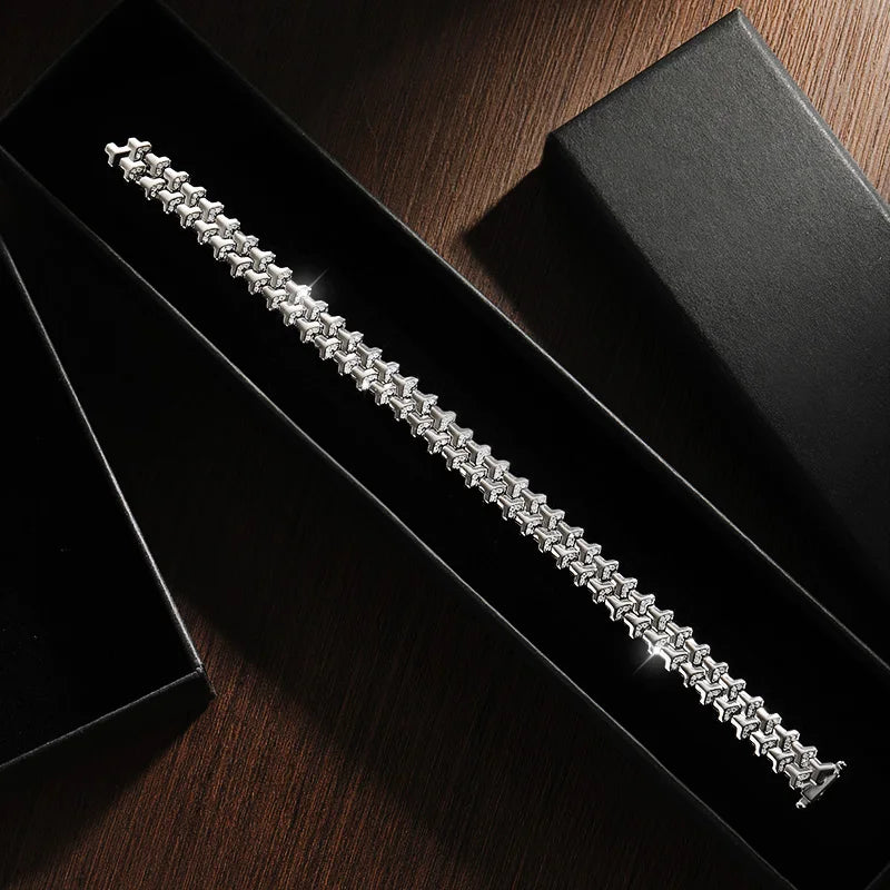 Moissanite Tennis Bracelet for Women Man Solid s925 Sterling Silver Plated 18k White Gold 8.5mm