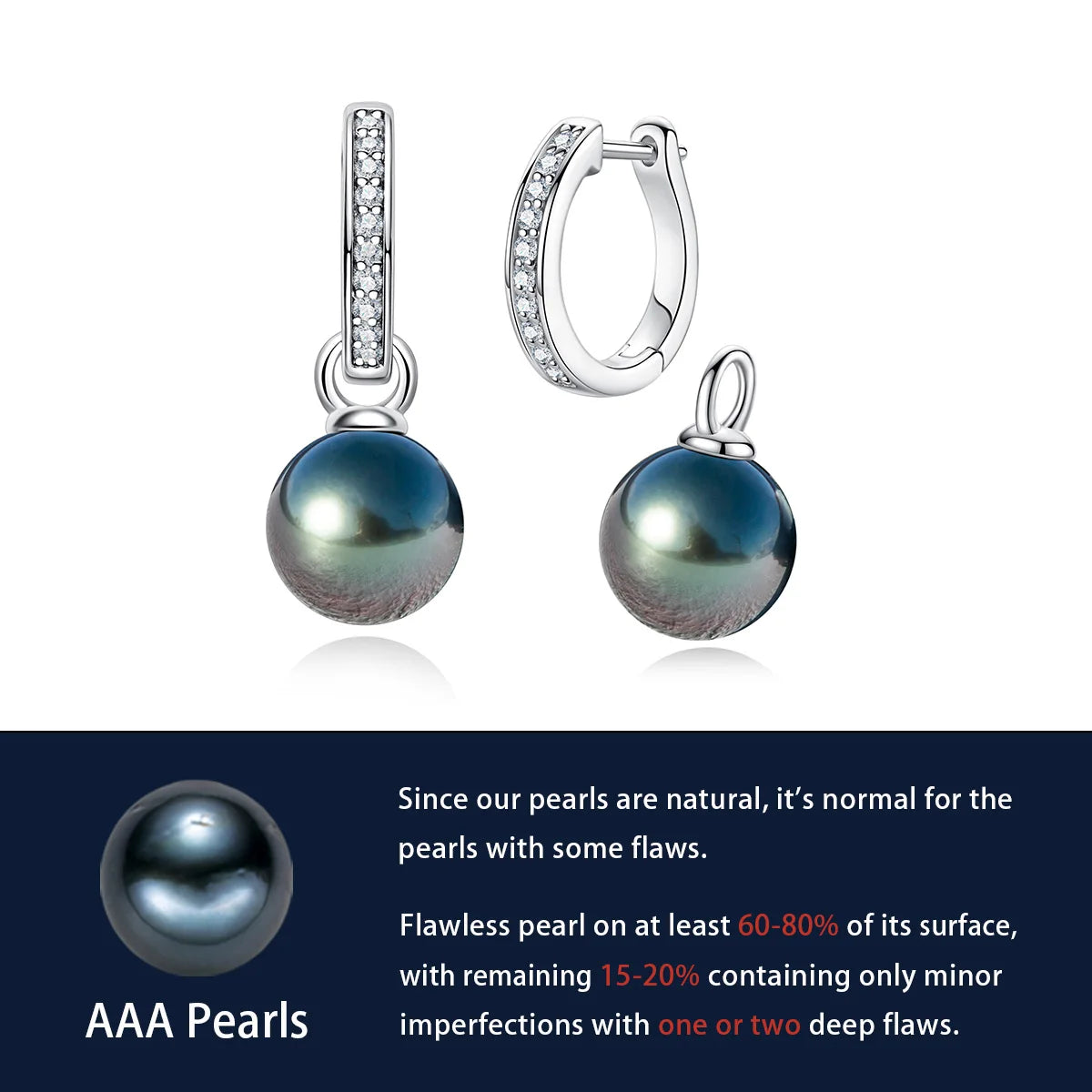 10-11mm Natural Tahitian Black Pearl Multipurpose Earrings