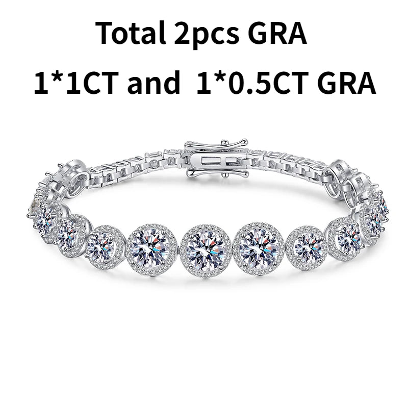 Moissanite Tennis Bracelet 11.1CT for Women Sparkling Luxury Jewelry 925 Sterling Silver Chain Christmas Gift Bracelet