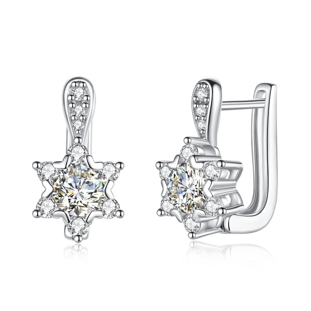 Round Cut Moissanite Star Earrings 100% Silver 925 4.5mm