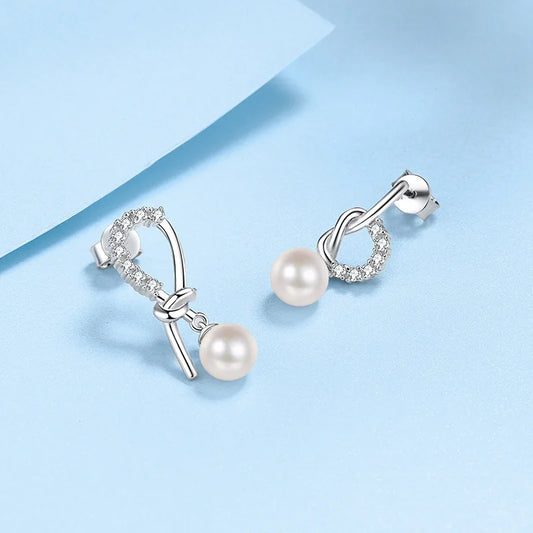 stud earrings Freshwater Pearl Moissanite Diamond